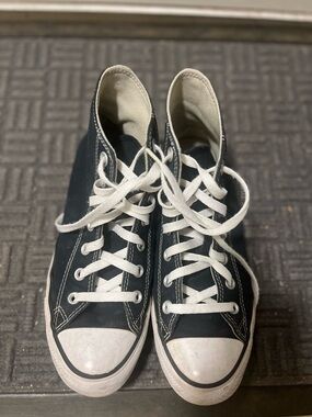 Converse Adult Women Black High-Top Canvas Sneakers with White Trim